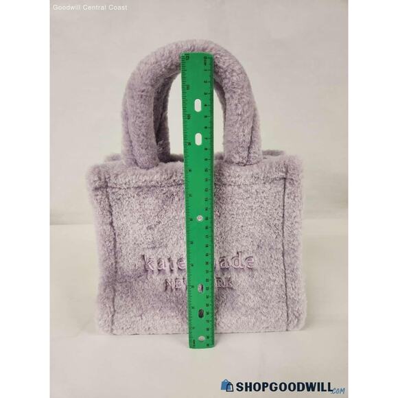 Kate Spade New York Ellie Faux Fur Small Tote Violet Mist Women's EUC - Picture 3 of 7